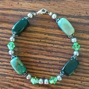 Vintage Natural Stone & Crystal Bead Bracelet